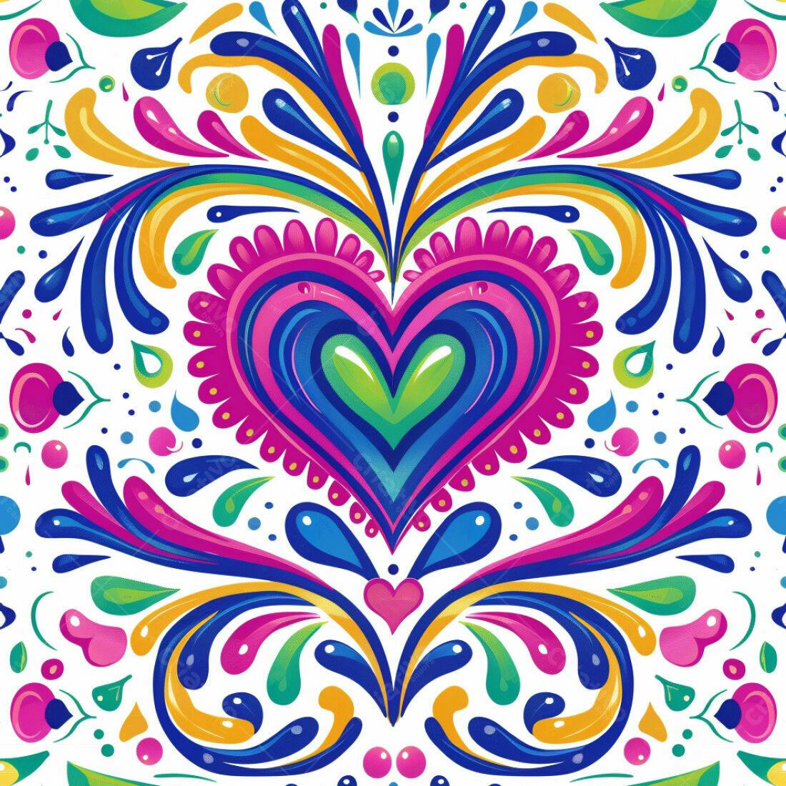 Textura Floral Mexicana colorida para Fundo