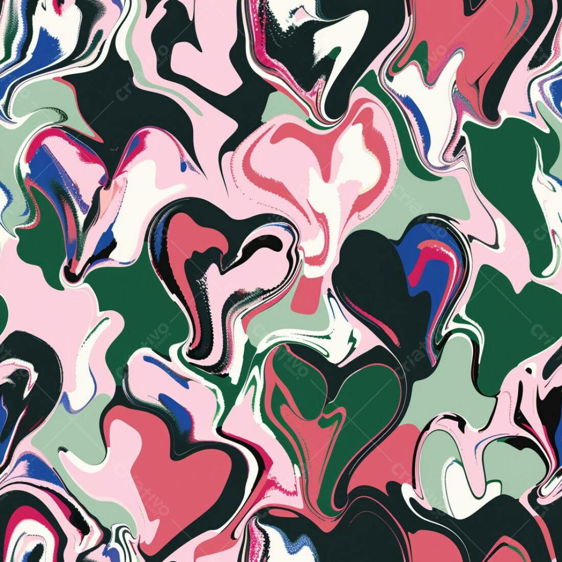 Textura Abstrata Fluida Rosa e Verde para Fundo