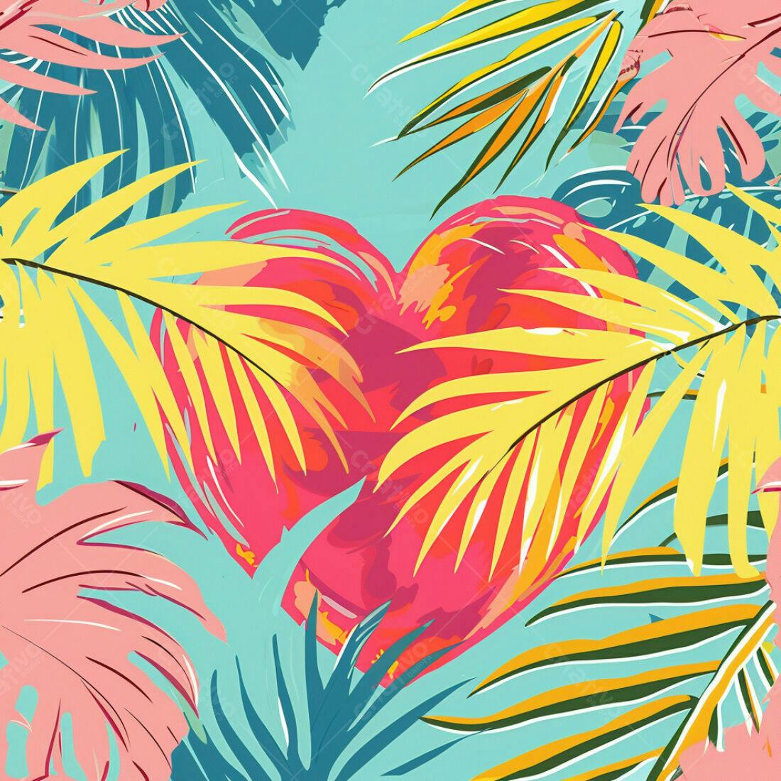 Textura Folhas Tropicais Coloridas para Fundo