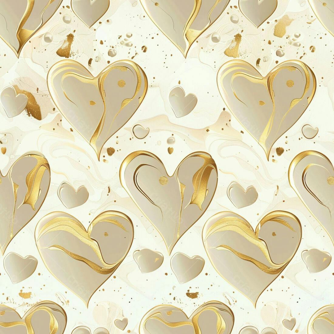 Textura corações dourado e bege para papel de parede