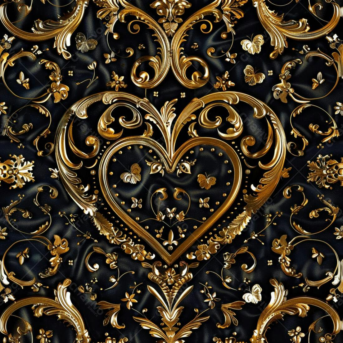 Textura Ouro e Preto Luxuosa para Papel de Parede