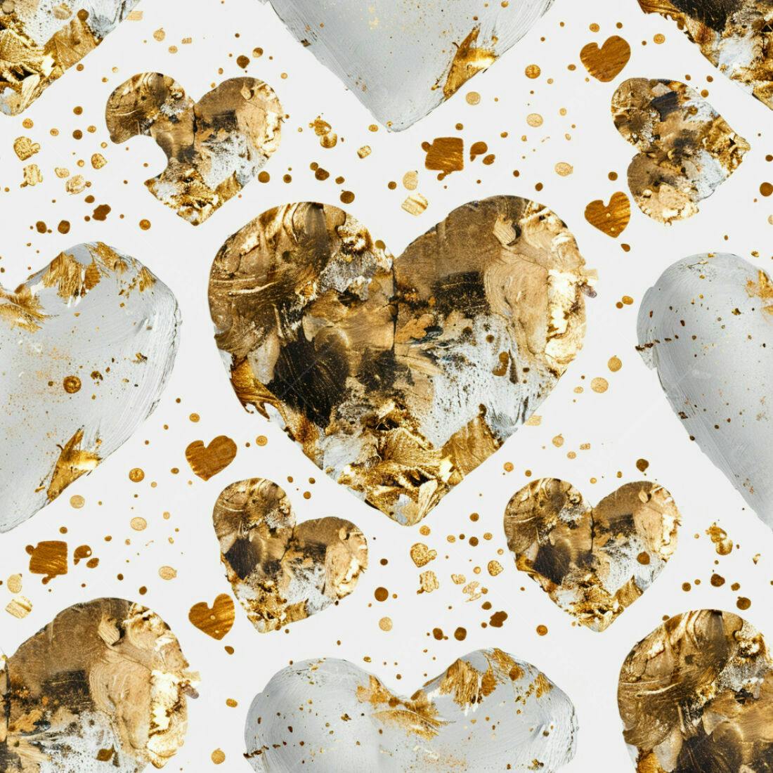 Textura corações dourado e prata para fundo romântico
