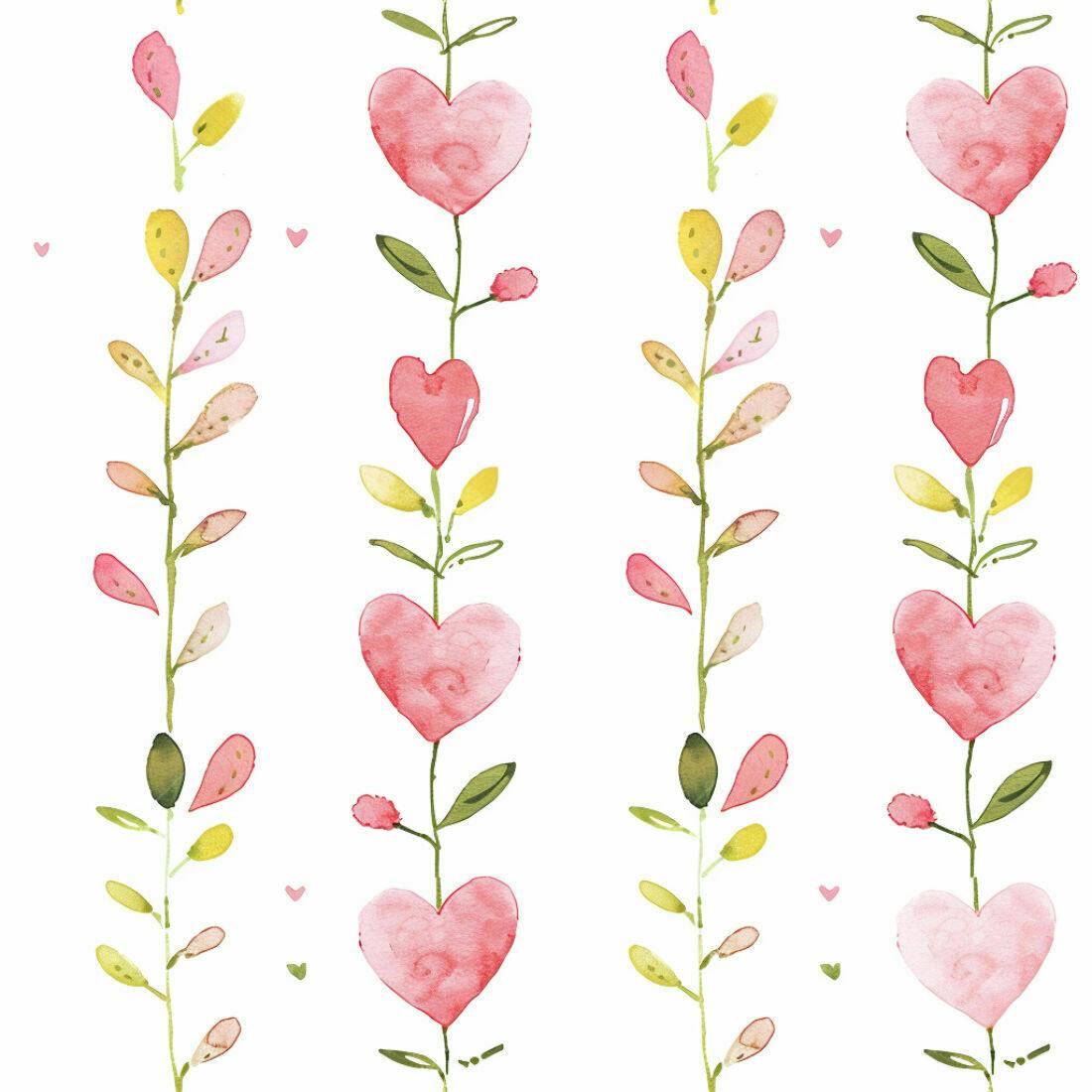 Textura floral romântica com corações para papel de parede