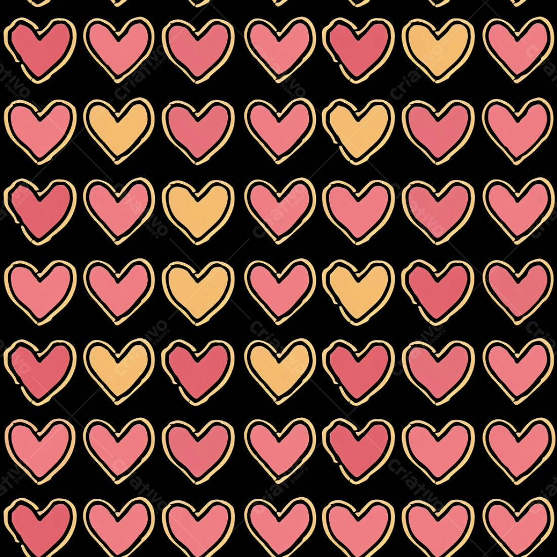 Textura Corações Rosa e Amarelo para Fundo