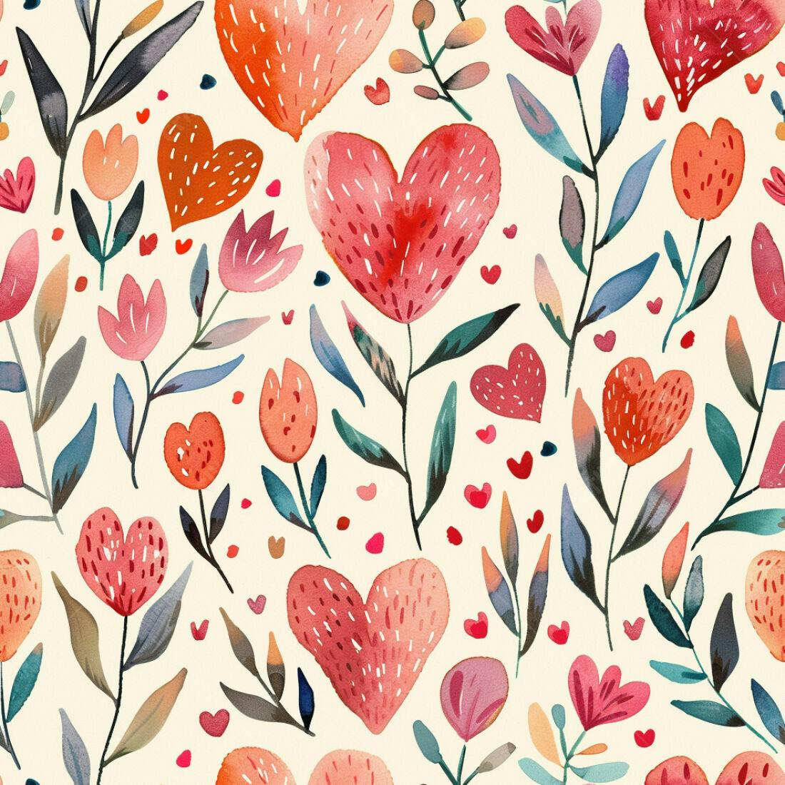 Textura floral romântica corações para papel de parede