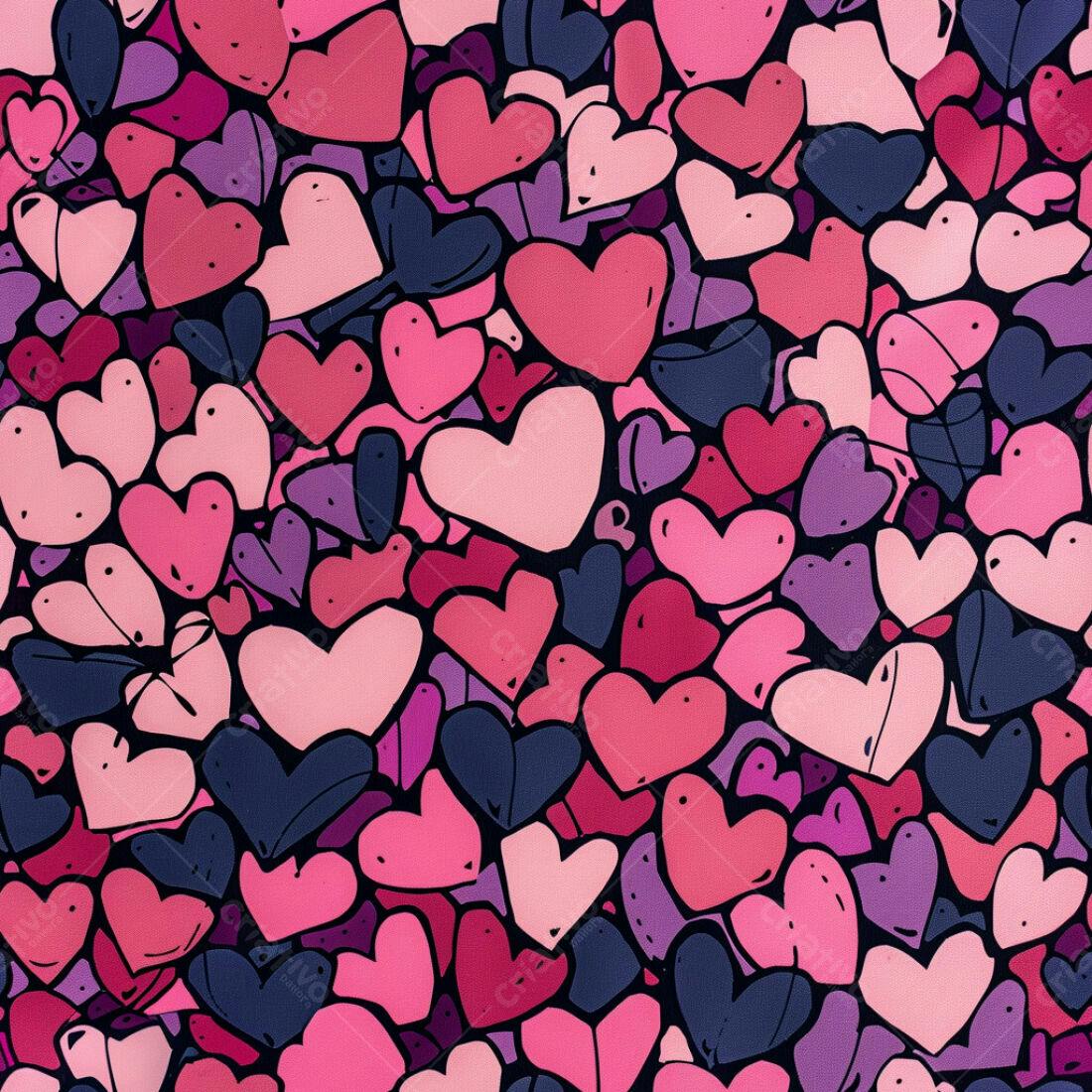 Textura Corações Rosa e Roxo para Fundo Romântico