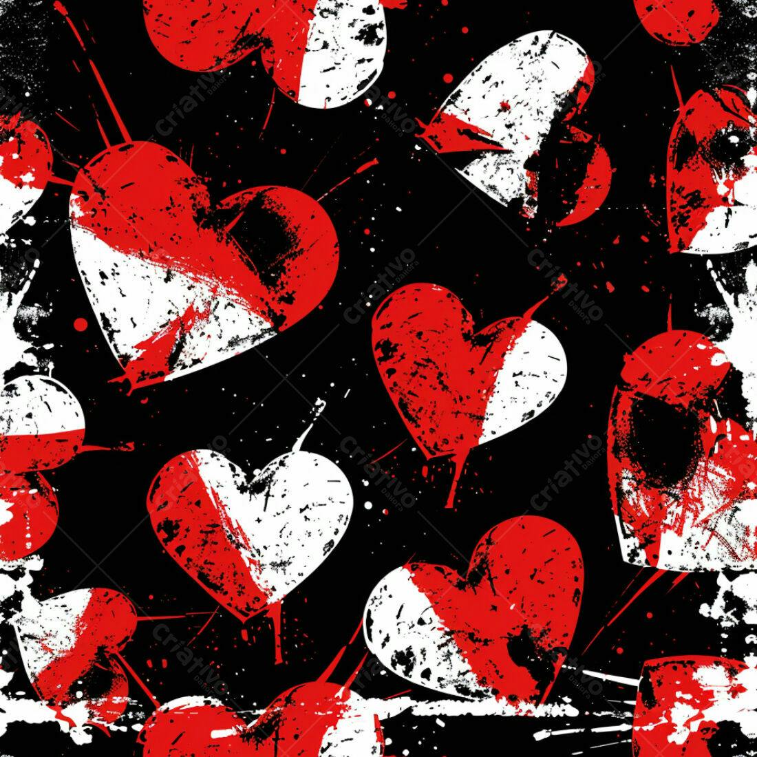 Textura corações grunge vermelho e branco para fundo