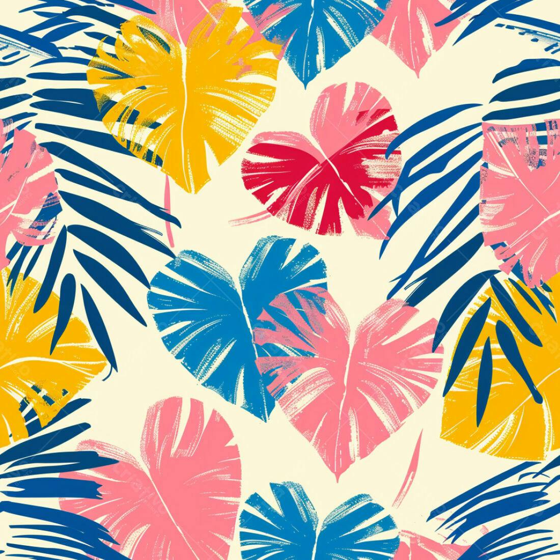 Textura Folhas Tropicais Coloridas para Fundo