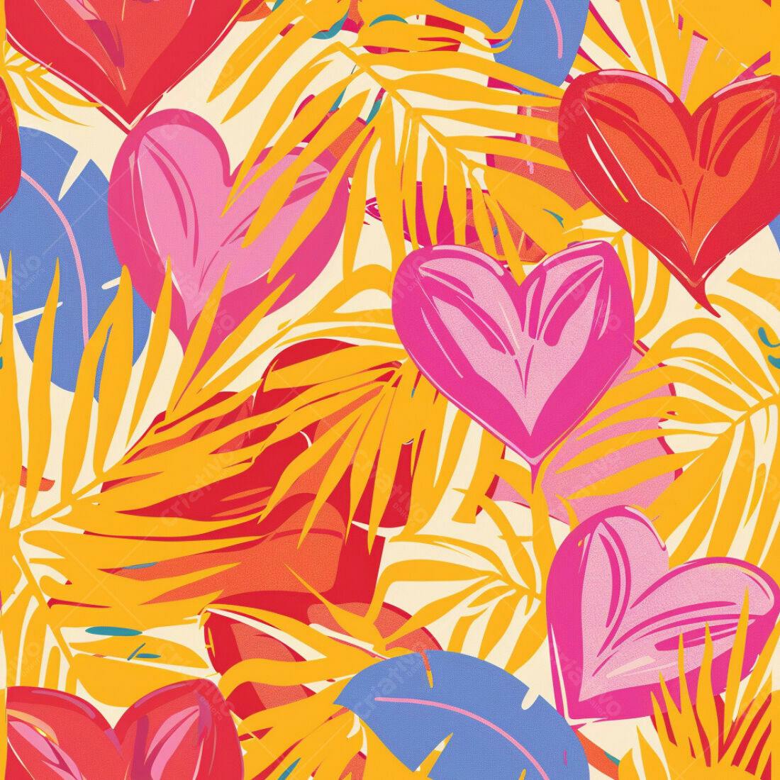 Textura floral tropical corações para fundo