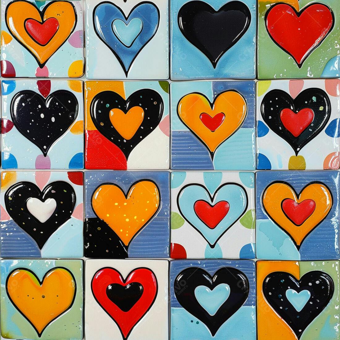 Textura Mosaico Corações Coloridos para Fundo