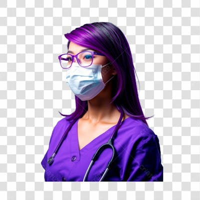 Enfermeira Usando Uniforme Roxo