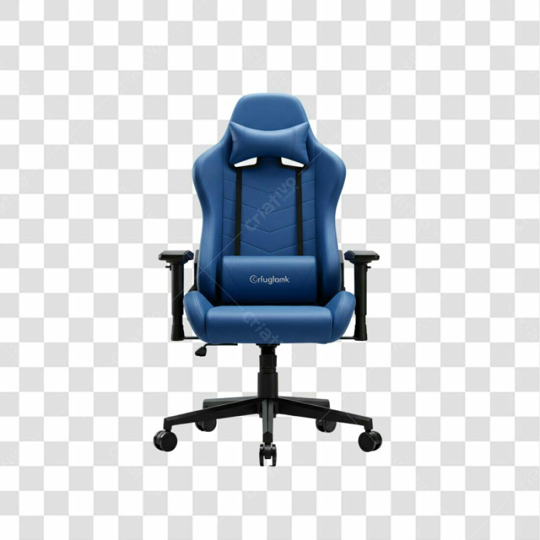 Mockup Cadeira Gamer Azul PNG com fundo transparente