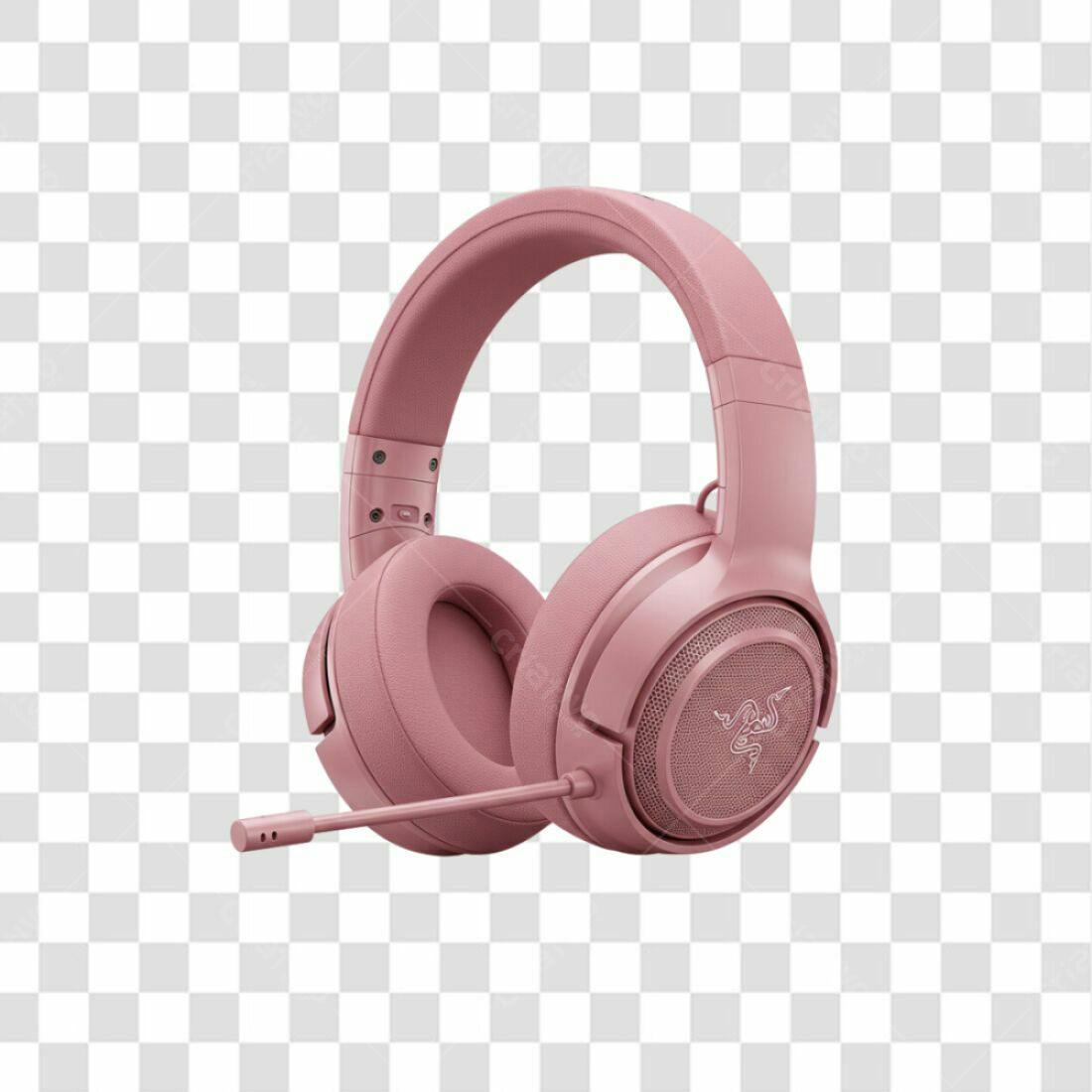 Mockup fone de ouvido rosa PNG com fundo transparente