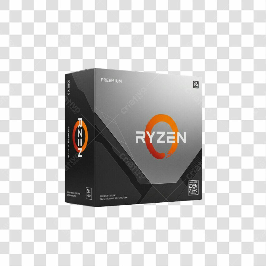 Mockup Caixa Processador Ryzen PNG com fundo transparente