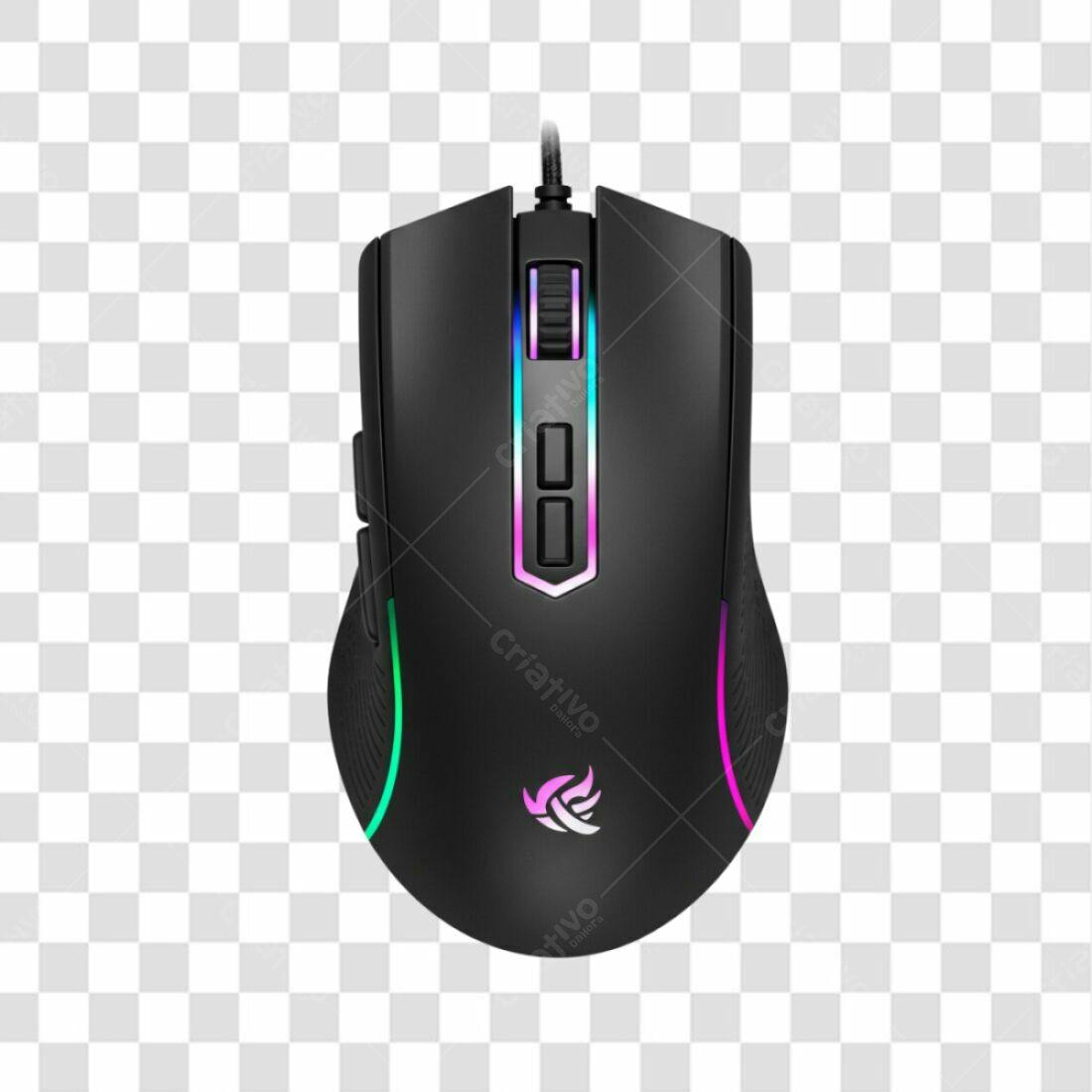 Mockup Mouse Gamer RGB PNG com fundo transparente