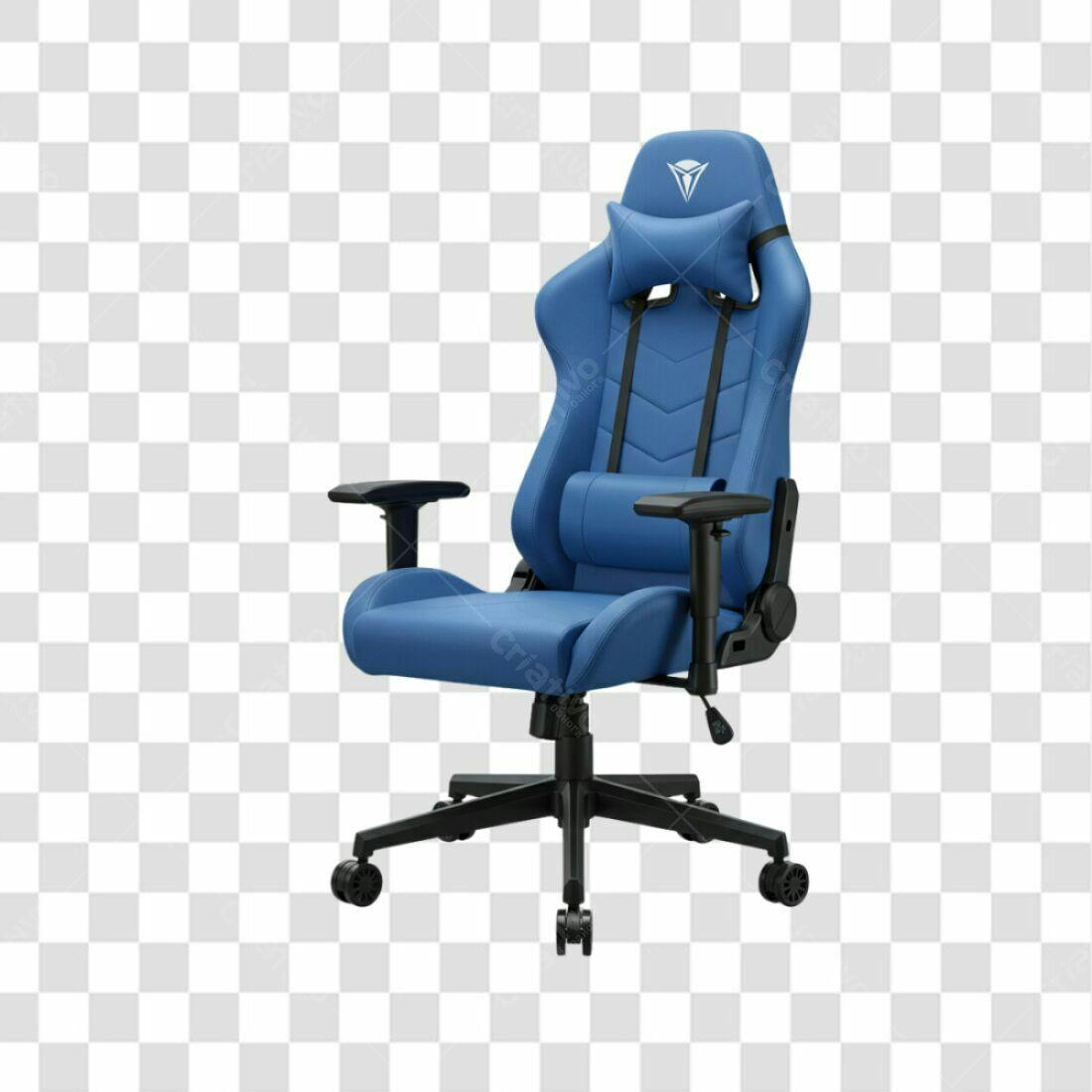Mockup Cadeira Gamer Azul PNG com fundo transparente