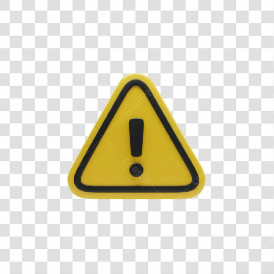 Icone de alerta triangulo amarelo PNG com fundo transparente