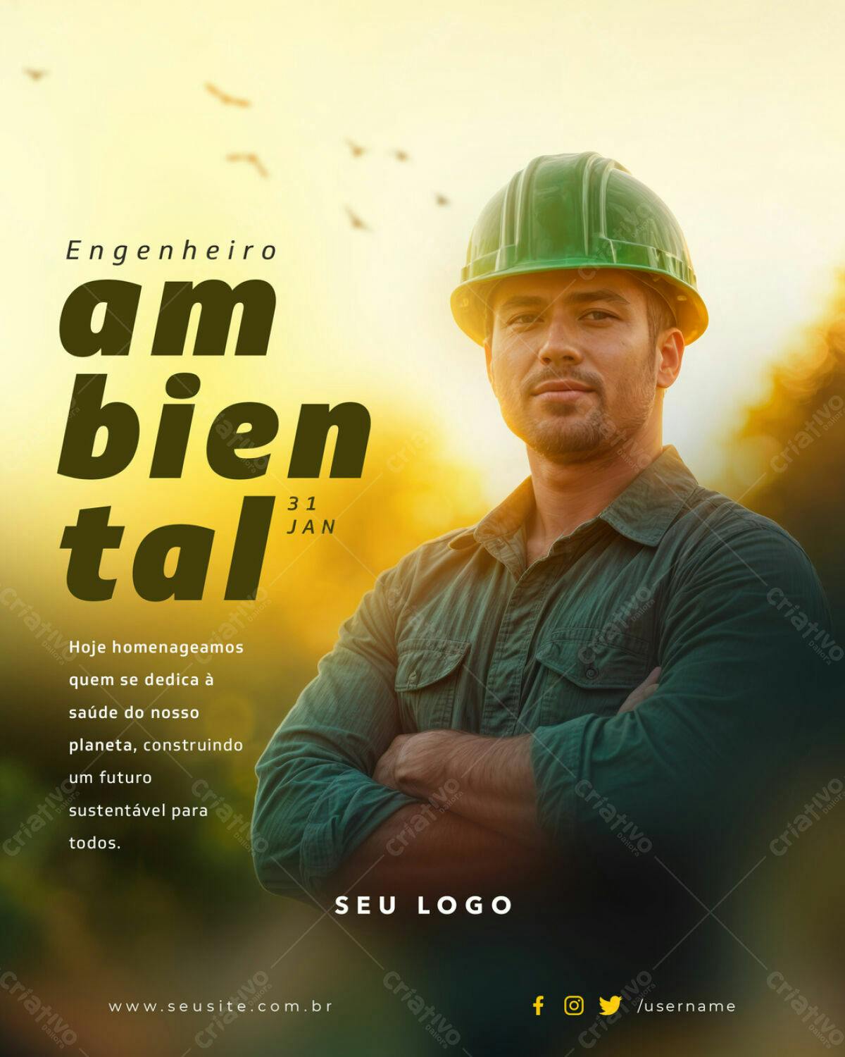 Postagem Dia do Engenheiro Ambiental PSD Editável