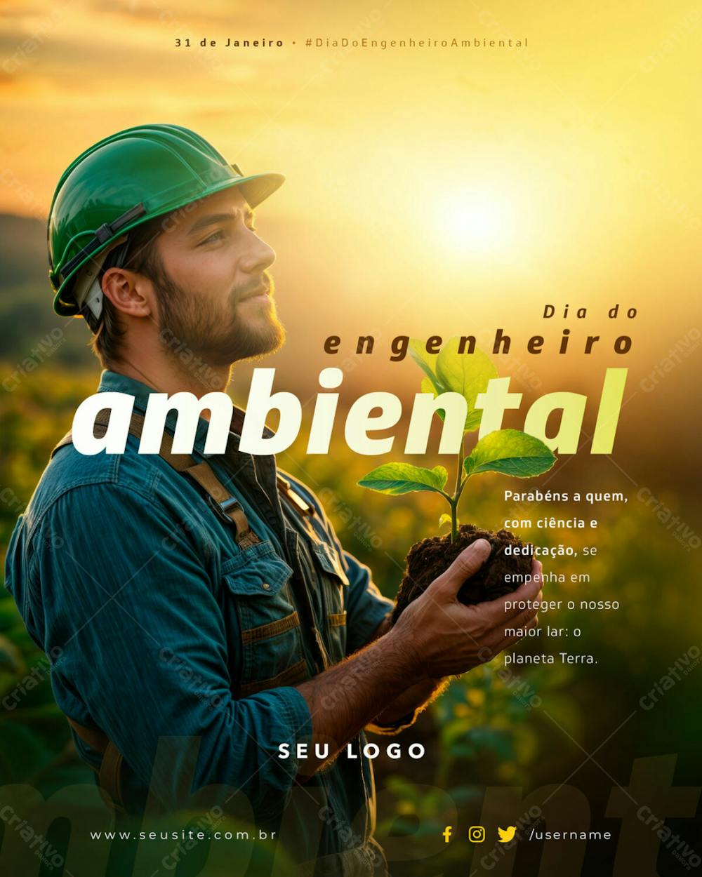 Psd Editável • 31 De Janeiro Dia Do Engenheiro Ambiental Com Ciência E Dedicação Protege Nosso Planeta 01 25