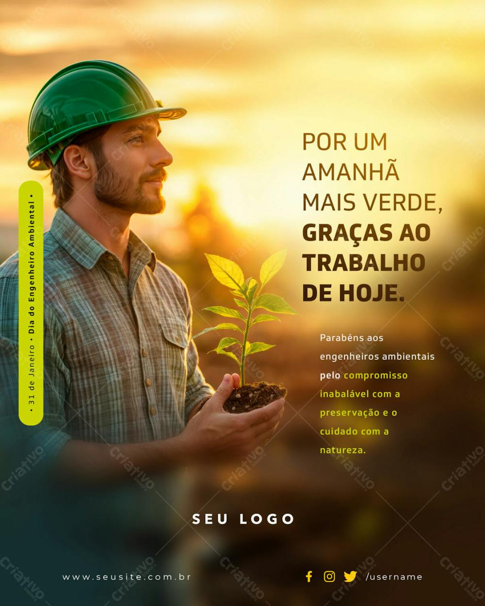 Psd Editável • 31 De Janeiro Dia Do Engenheiro Ambiental Por Um Amanhã Mais Verde 01 25