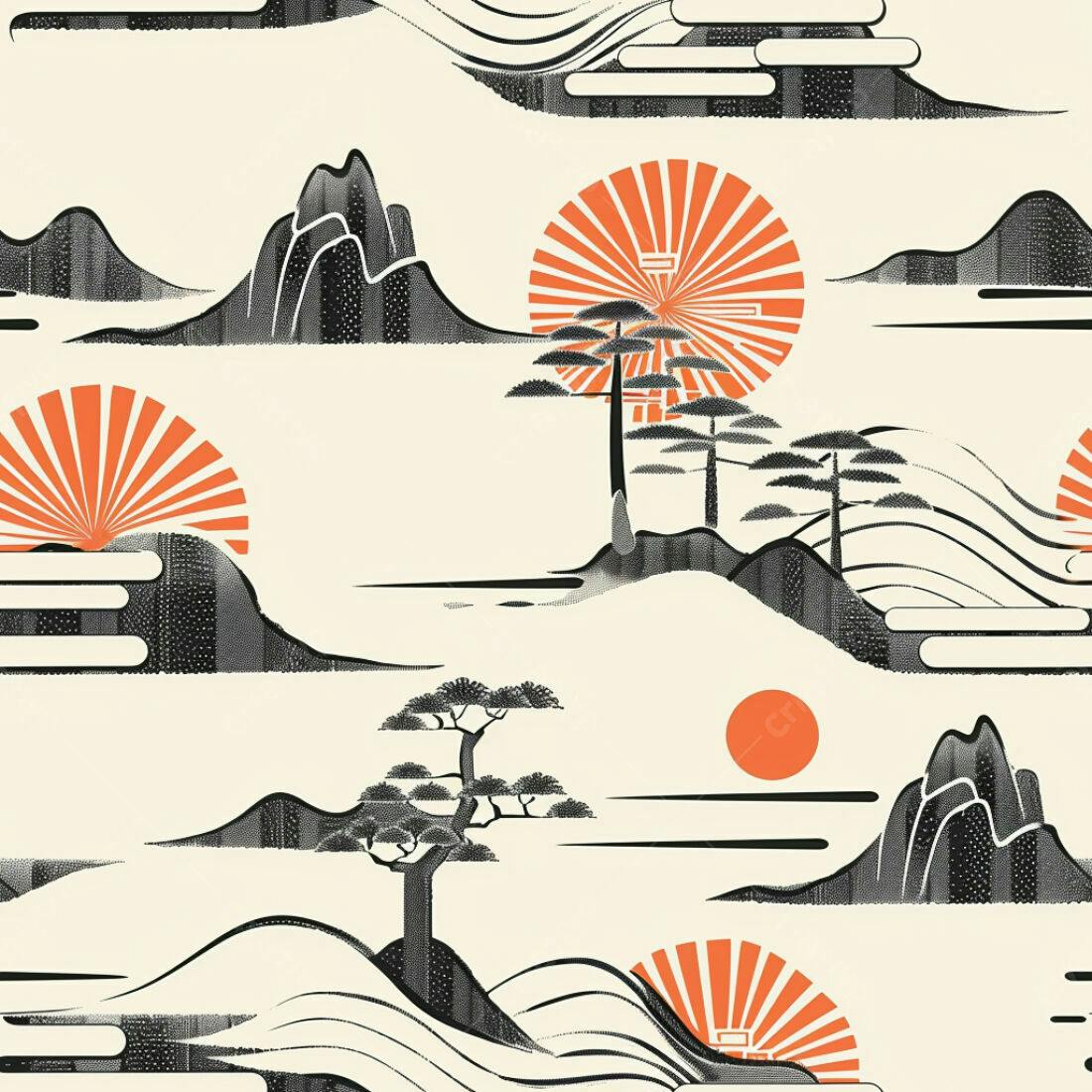 Textura Paisagem Japonesa para Papel de Parede