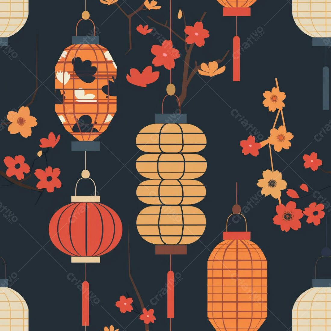 Textura Lanternas Japonesas para Fundo