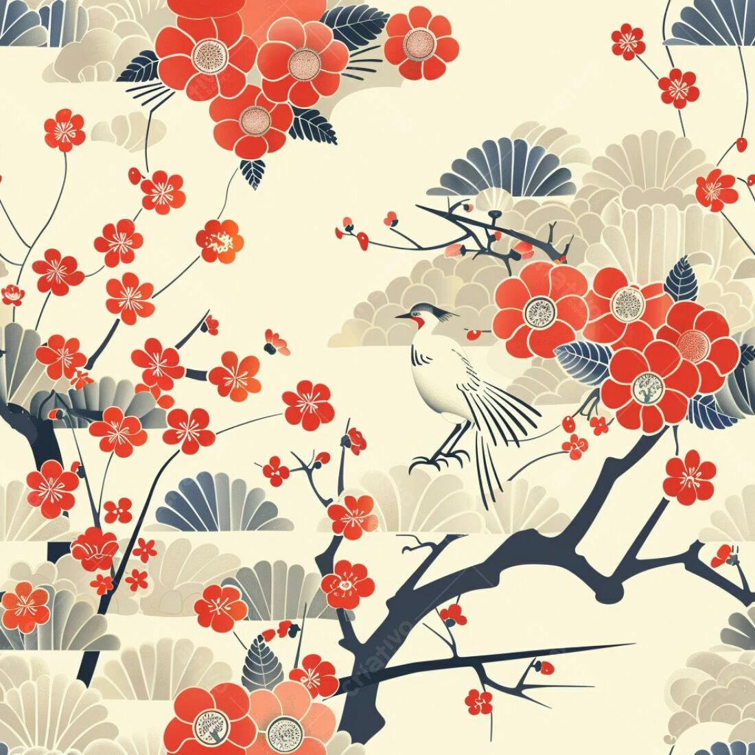Textura floral japonesa para papel de parede