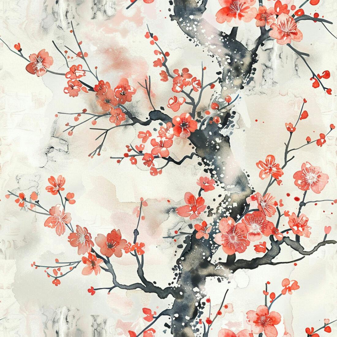Textura Floral Cerejeira para Papel de Parede