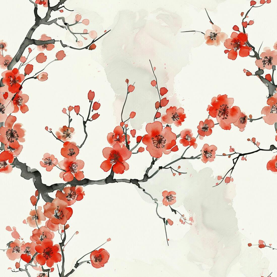 Textura Flores Cerejeira para Papel de Parede