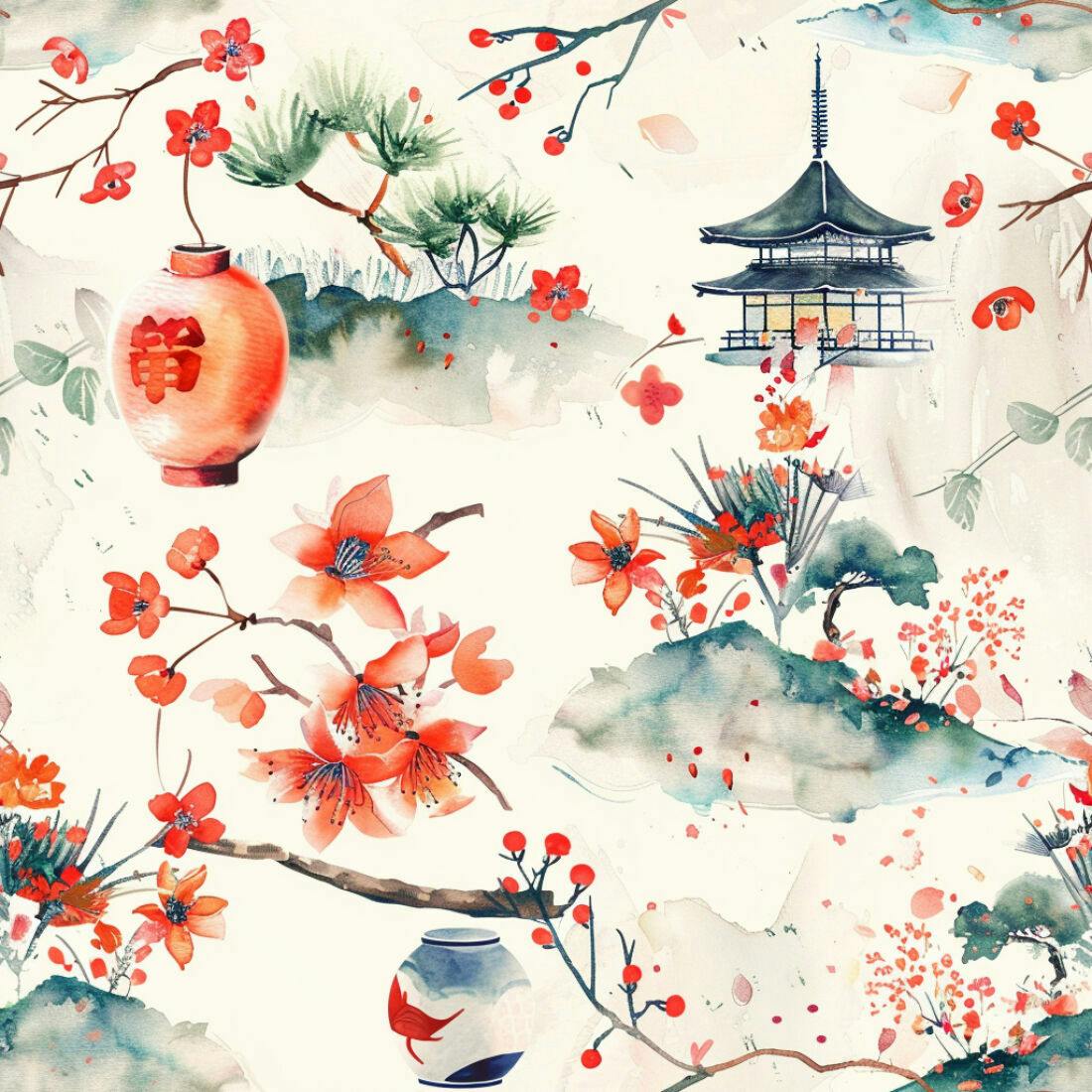 Textura floral japonesa para papel de parede