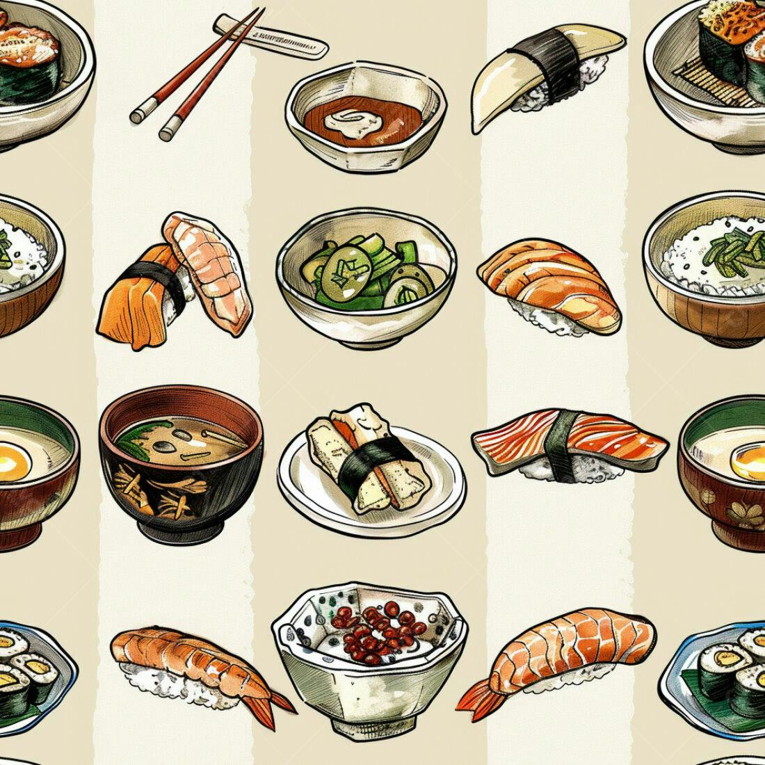 Textura culinária japonesa para fundo