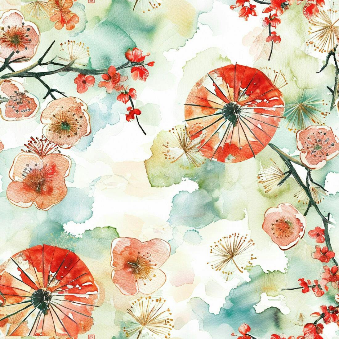 Textura floral aquarela para papel de parede