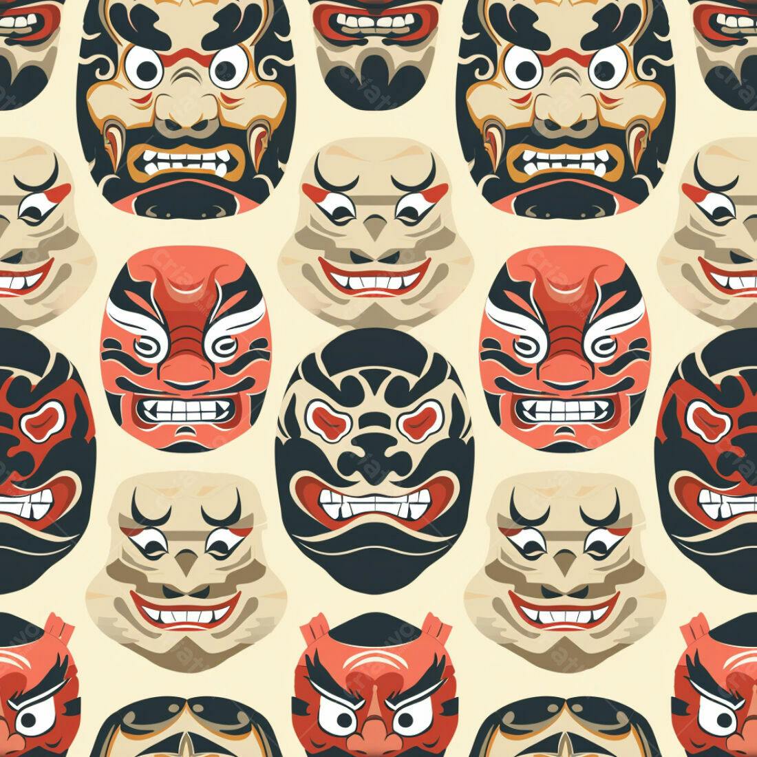 Textura Máscaras Japonesas para Fundo