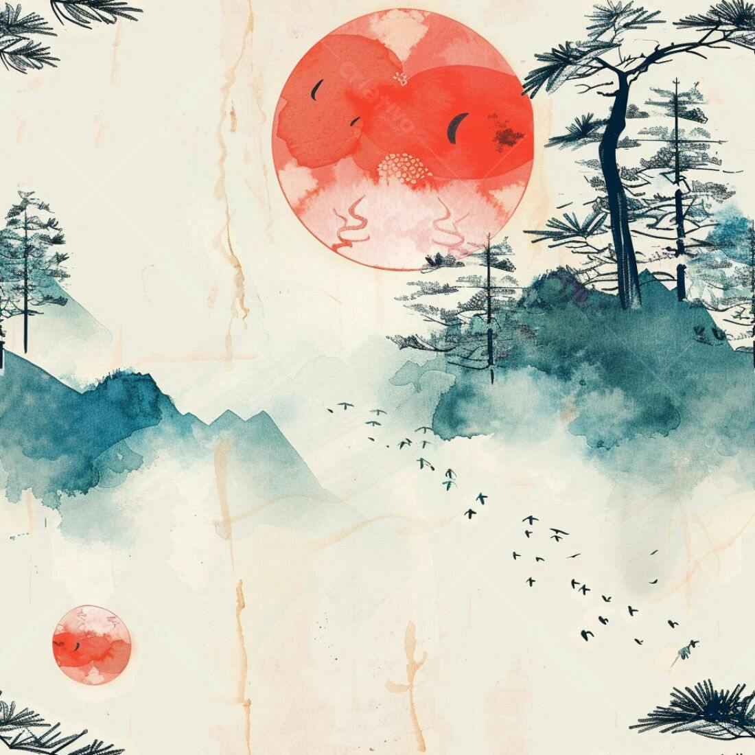 Textura Paisagem Oriental para Fundo