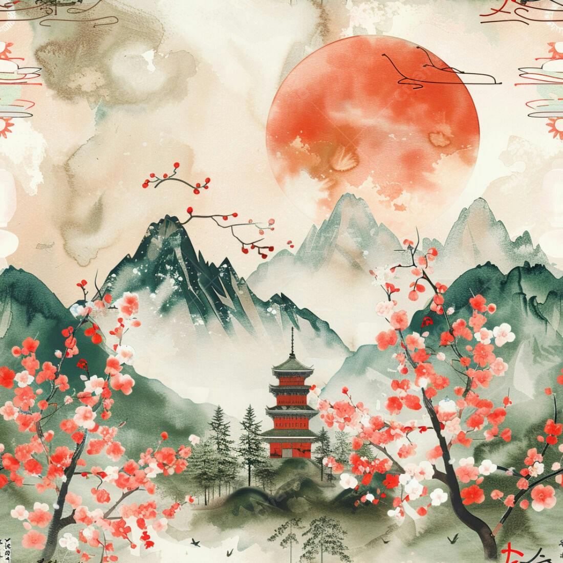 Textura Paisagem Oriental para Fundo