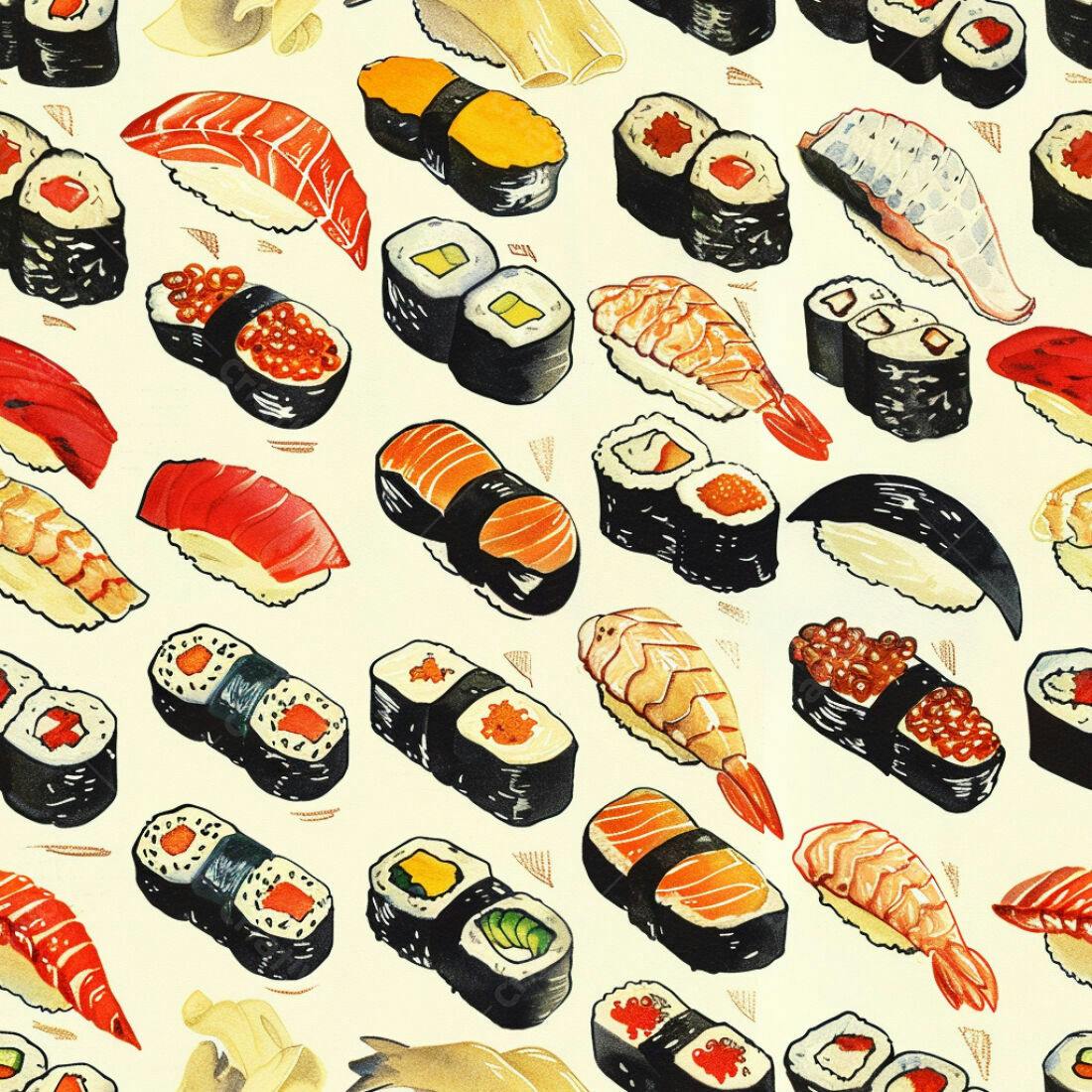 Textura Sushi colorida para fundo