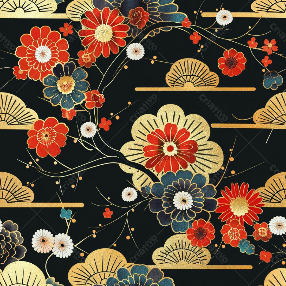 Textura floral japonesa para papel de parede