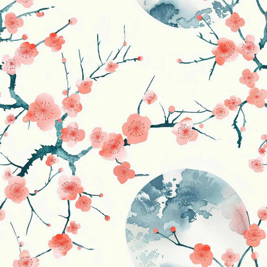 Textura Flores de Ameixeira para Papel de Parede