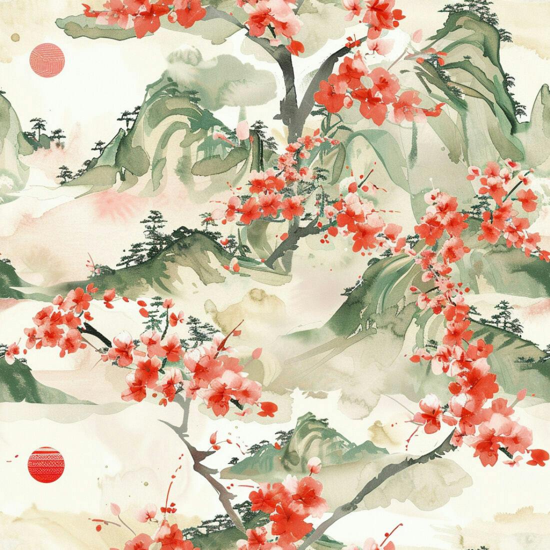 Textura paisagem aquarela floral para papel de parede