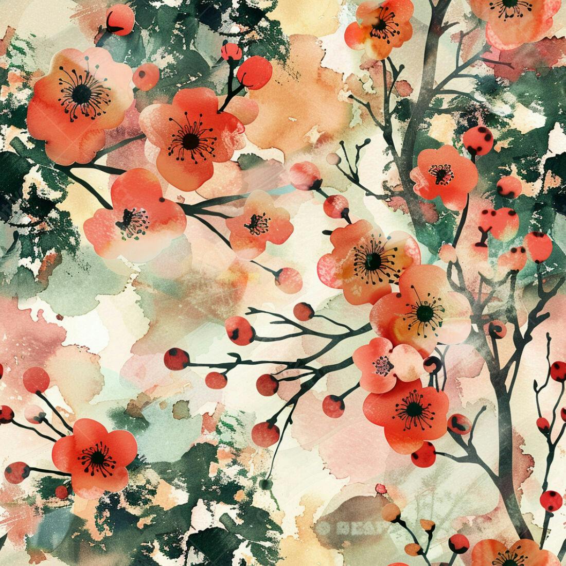 Textura floral aquarela para papel de parede