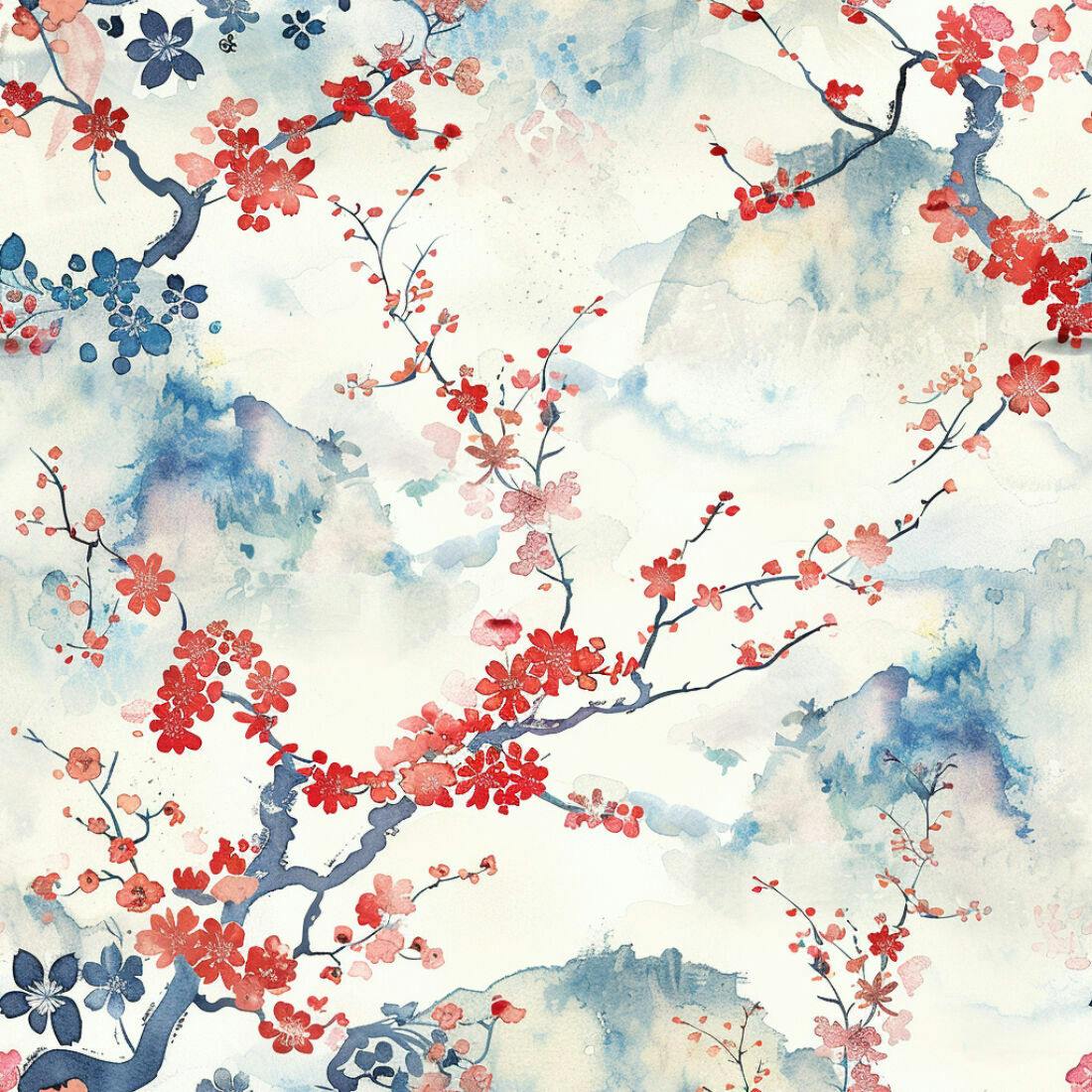 Textura Flores Cerejeira para Papel de Parede