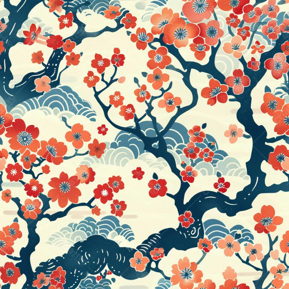 Textura floral japonesa para papel de parede