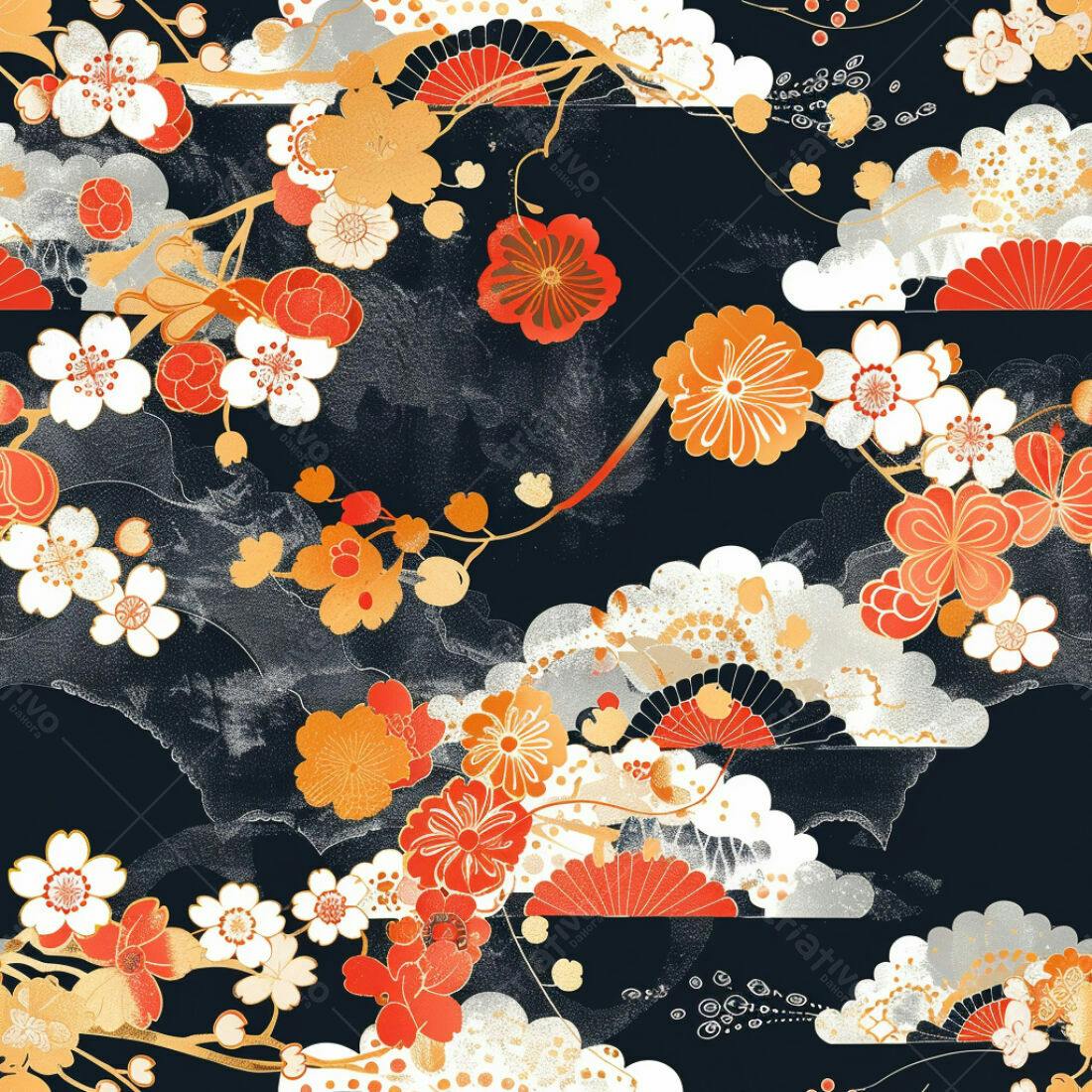 Textura floral japonesa para fundo