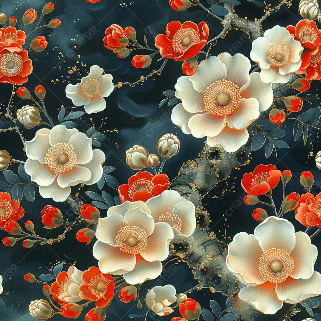 Textura floral japonesa para papel de parede