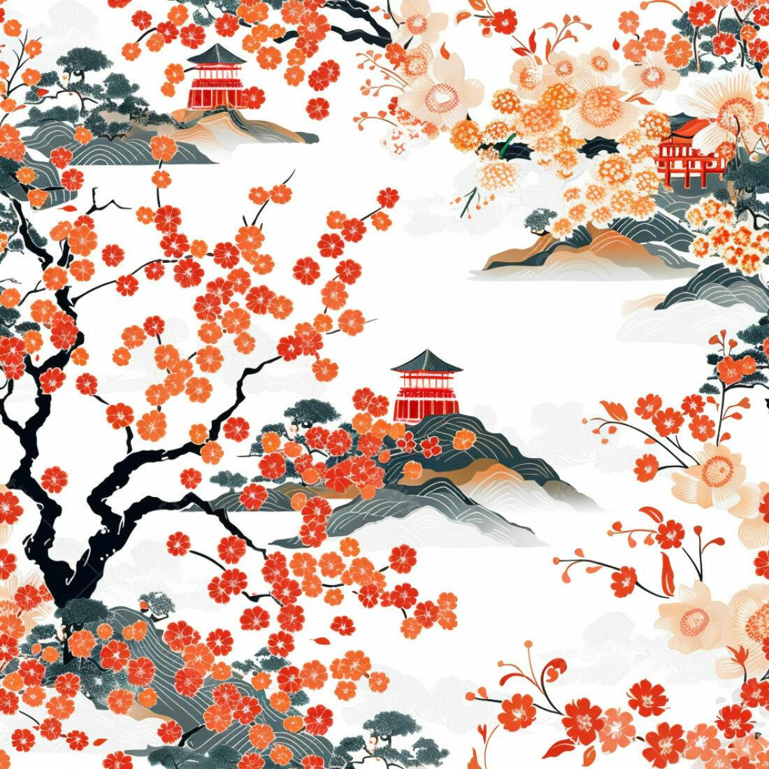 Textura floral japonesa para papel de parede