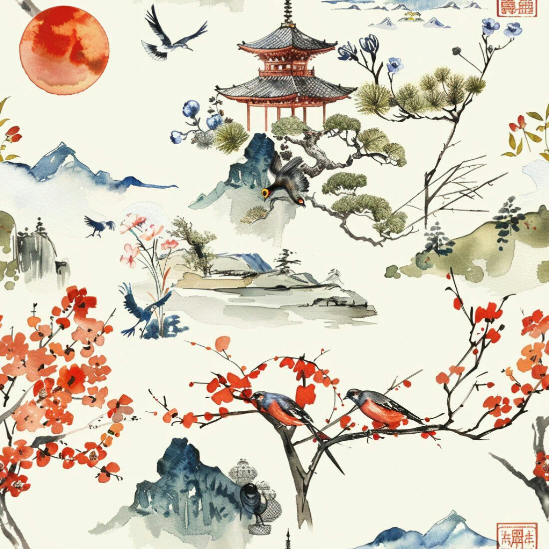 Textura paisagem japonesa para papel de parede