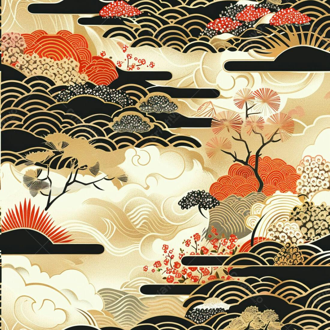 Textura Paisagem Japonesa para Fundo