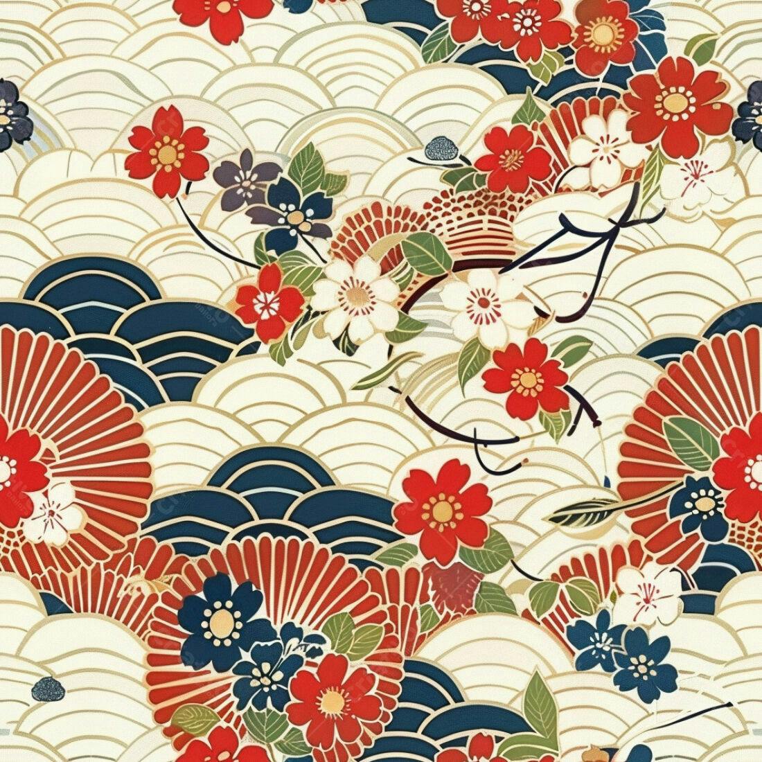 Textura floral japonesa para papel de parede