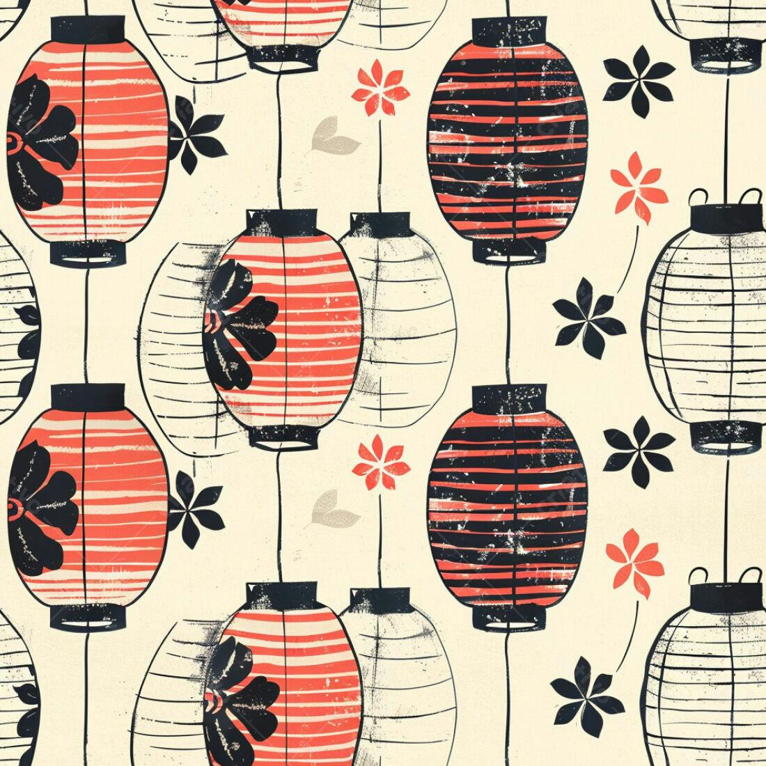 Textura Papel de Parede Lanternas Japonesas