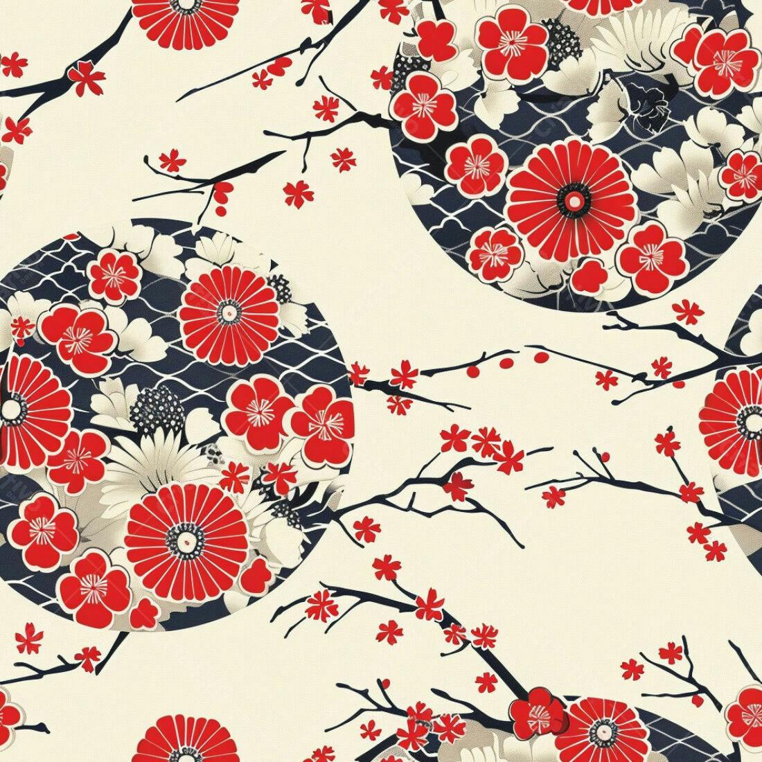 Textura floral japonesa para fundo